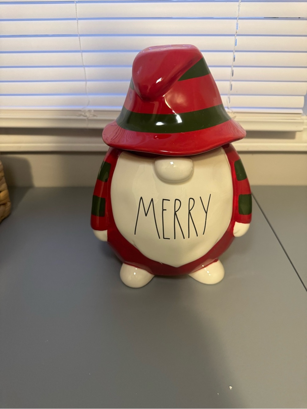 Rae Dunn Red & Green 'MERRY' Holiday Gnome Figurine